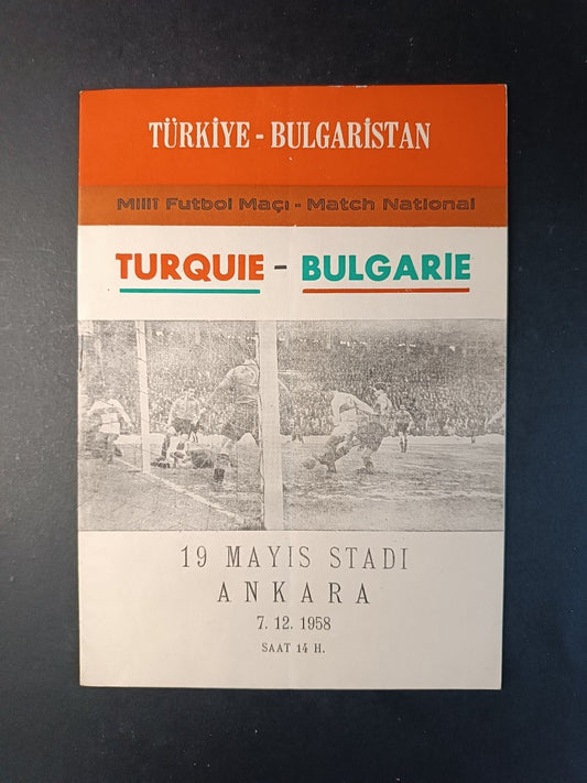 programma TURQUIE-BULGARIE Match Naztional  Ankara 1958 (turco)