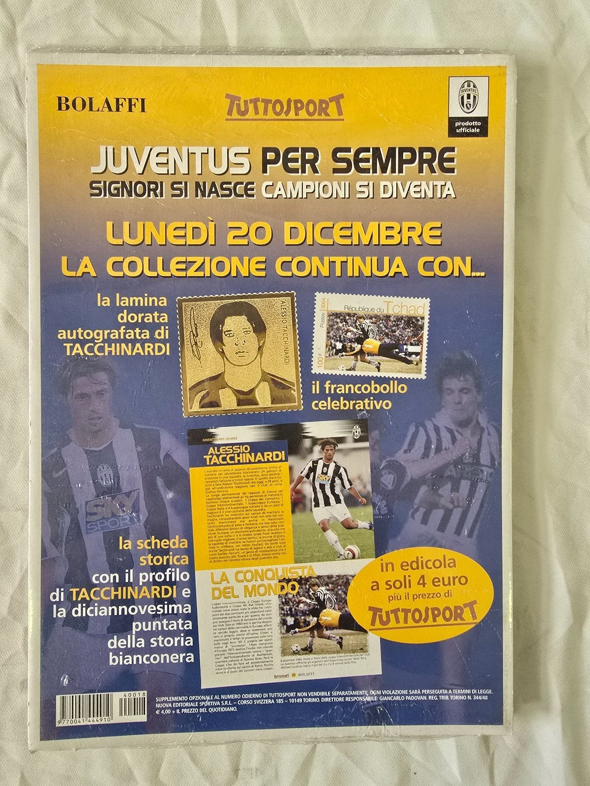 medaglia Juventus per sempre Tuttosport Bolaffi nr 18 Tudor sigillata