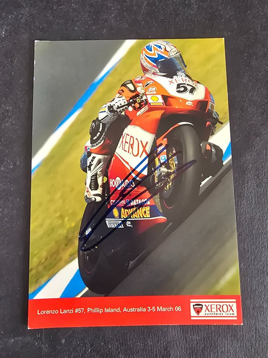 Autografo autograph originale su cartolina gp Lorenzo Lanzi motociclismo