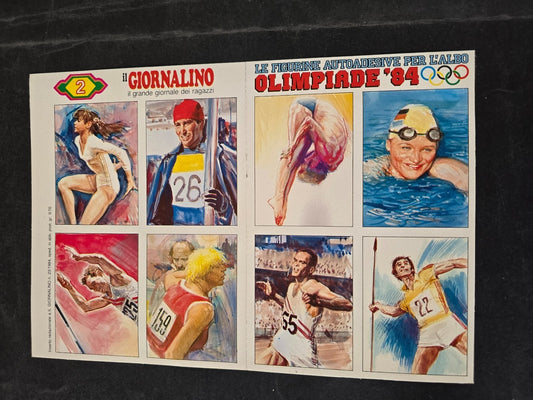 Foglio Figurine Olimpiade 1984 Los Angeles (8 atleti Nadia Comaneci )