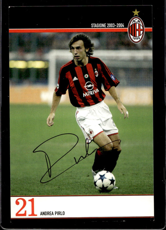 cartolina postcard Calcio Milan 2003-04 Pirlo Con Autografo