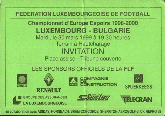 biglietto stadio Luxembourg vs Bulgarie 1999