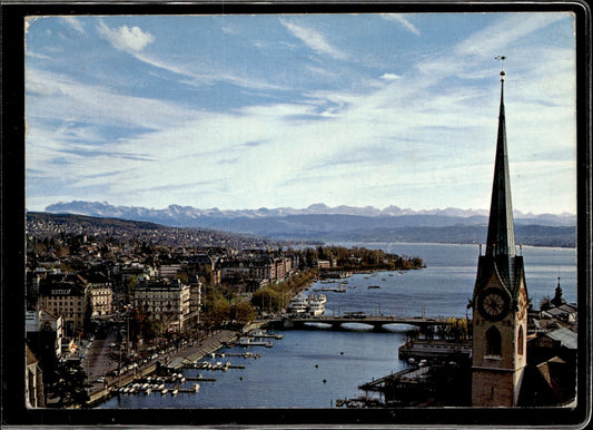 cartolina postcard Zurich Blick vom St. Peterturm 1965  autografi Milan