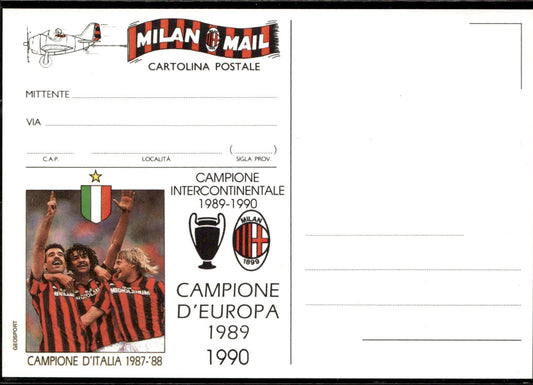 cartolina postcard calcio Milan Campione d'Europa 1989/1990