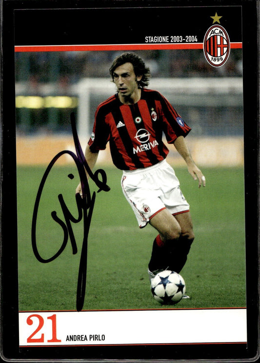 cartolina postcard Calcio Milan con Autografo 2003/04  - Pirlo
