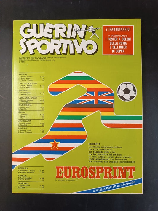 Rivista GUERIN SPORTIVO n 17 - 1981 inserto Film Campionato - poster Inter-Roma