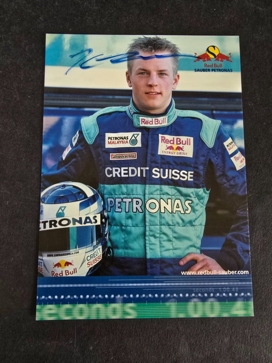 Autografo autograph originale su cartolina Sauber Kimi Raikkanen automobilismo