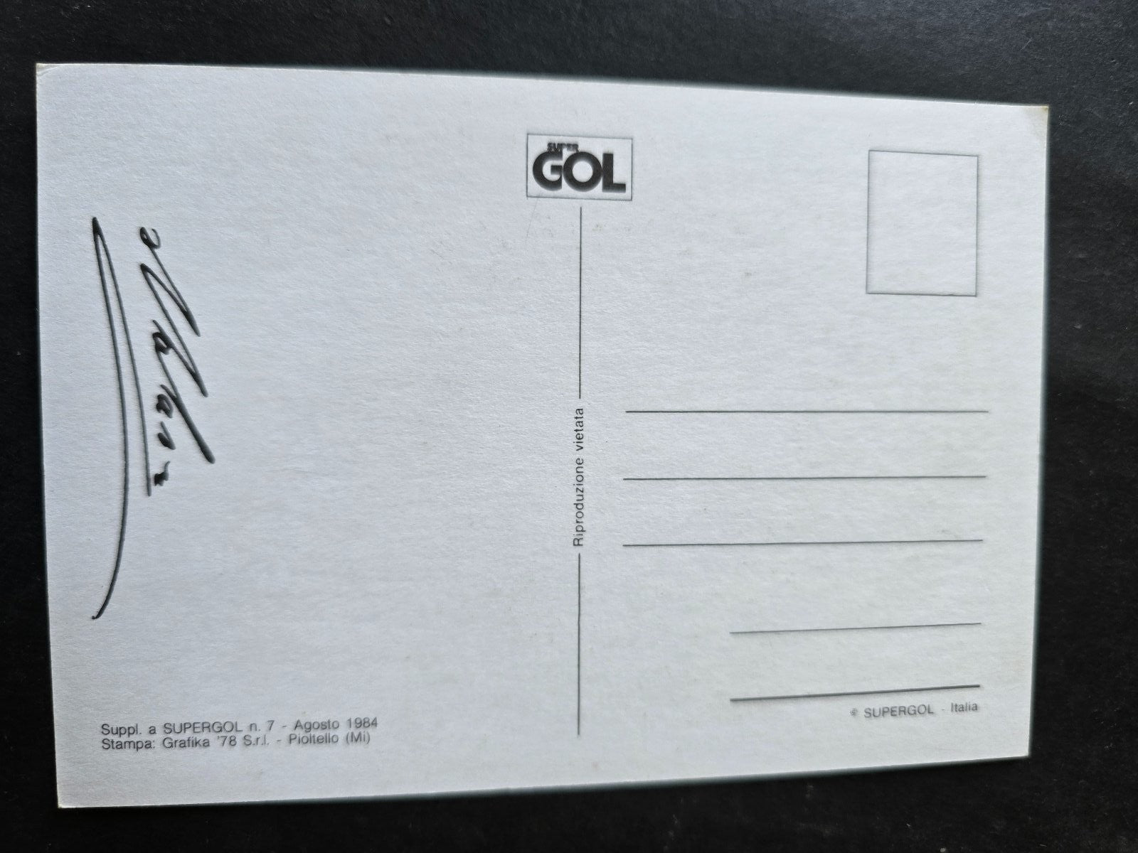 Cartolina Diego Armando Maradona Napoli con autografo stampato sul retro