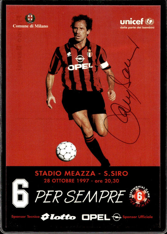 cartolina postcard Calcio Milan con Autografo 6 per sempre 1997 Franco Baresi (1
