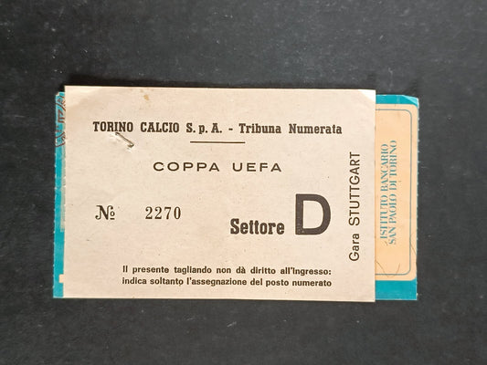 biglietto TORINO-STUTTGART Coppa UEFA - posto 000909 - 1979-80