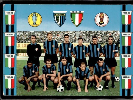 cartolina postcard calcio Squadra Internazionale 1966 Facchetti Mazzola Suarez
