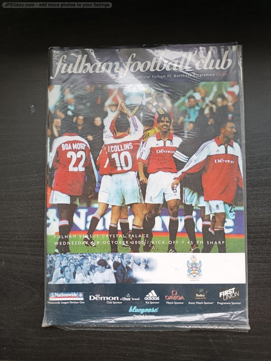 programma calcio Fulham V Crystal Palace 8th 2000