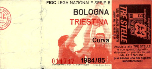 biglietto Ticket Stadio Bologna Triestina 1984/85