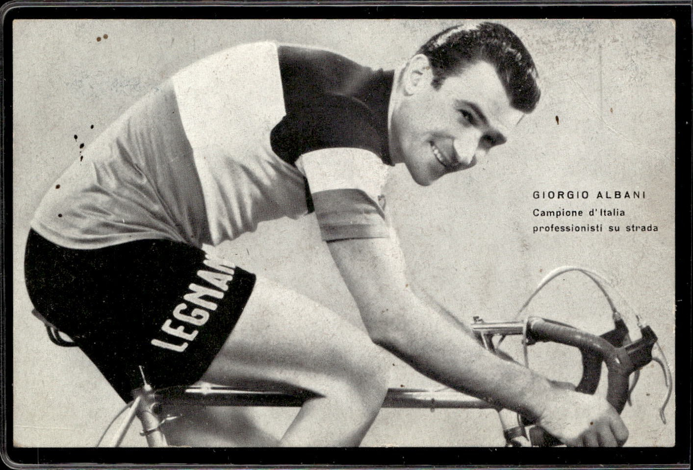 cartolina postcard ciclismo Legnano Giorgio Albani Campione D'Italia
