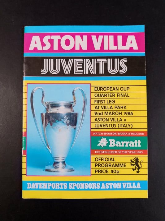 programma ufficiale ASTON VILLA JUVENTUS 2 marzo 1983