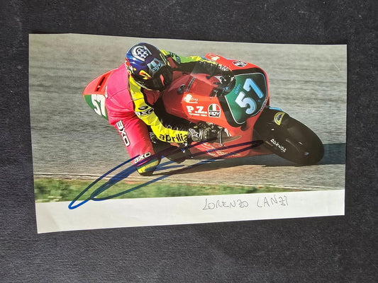 Autografo autograph originale su ritaglio Lorenzo Lanzi motociclismo