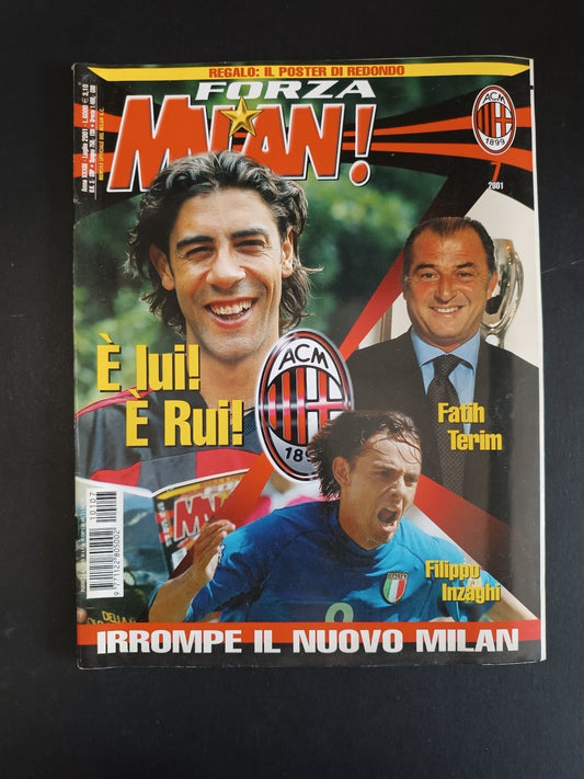 rivista FORZA MILAN - anno 2001 - n 7 Rui Costa (con poster)