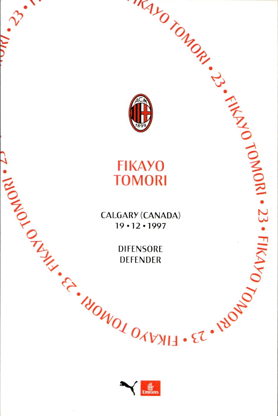 cartolina postcard Calcio Milan 2020/21 - Fikayo Tomori