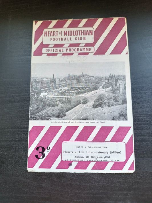 programma calcio Hearts V FC Internazionale (Milan) 6th 1961