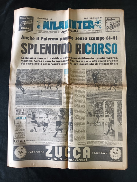 quotidiano MILANINTER numero 6 - 1963 - Inter Suarez e Corso