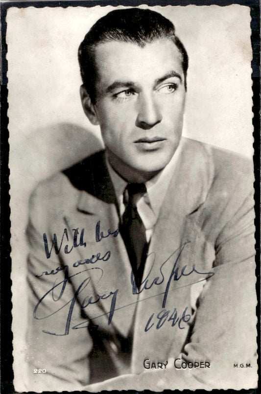 Cartolina Gary Cooper con dedica e autografo