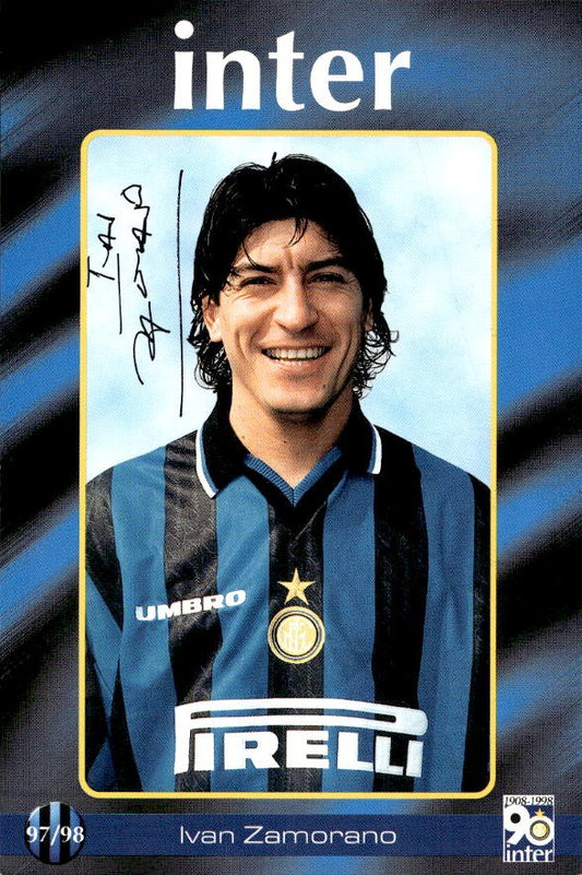 Cartolina calcio Inter calciatore Ivan Zamorano con autografo stampato (1)