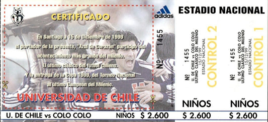 biglietto stadio U.DE CHILE V/S COLO COLO 15/12/99