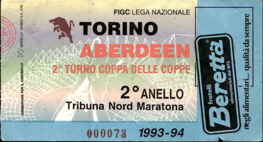 Biglietto stadio Torino-Aberdeen Coppa delle coppe 1993-94