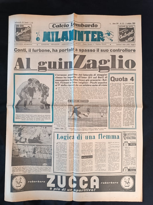 rivista MILAN INTER Calcio Lombardo anno 1960 numero 35