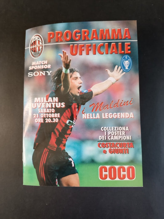 Programma originale 21 ottobre 2001  Milan Juventus campionato serie A