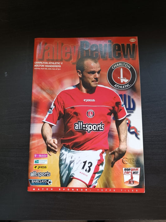 programma calcio Charlton Athetlic V Bolton Wanderers 16th 2005