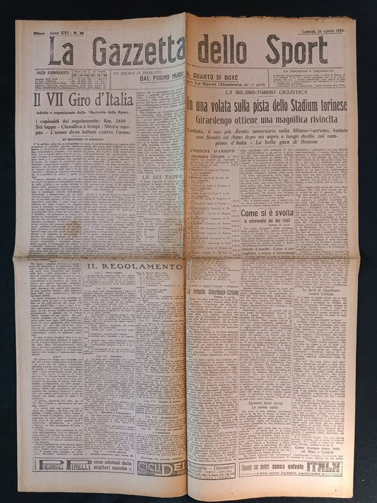 rivista La gazzetta dello sport anno 1915 numero 34 Il VII Giro d'Italia