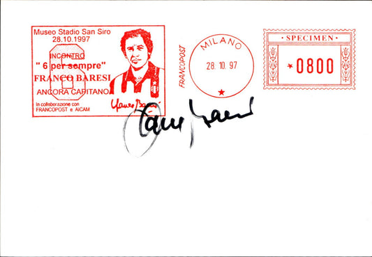 cartolina postcard calcio Milan 6 per sempre Franco Baresi con autografo 1997 (4