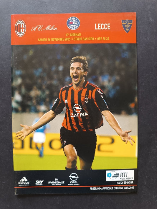 programma Ufficiale MILAN LECCE 26 novembre 2005