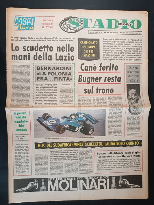 Quotidiano Sportivo STADIO SPORT  numero 8 anno 1975 - Cane