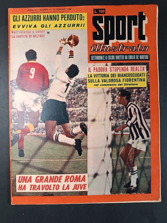 Rivista SPORT ILLUSTRATO numero 4 anno 1958 Padova/Fiorentina/Roma