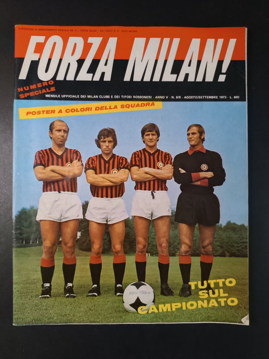 rivista FORZA MILAN - Milan Clubs - anno 1973 n 8-9 (no poster) (A)