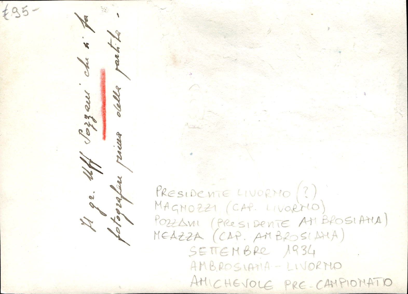 Fotografia 1934 lauro Bordin Ambrosiana Meazza Livorno