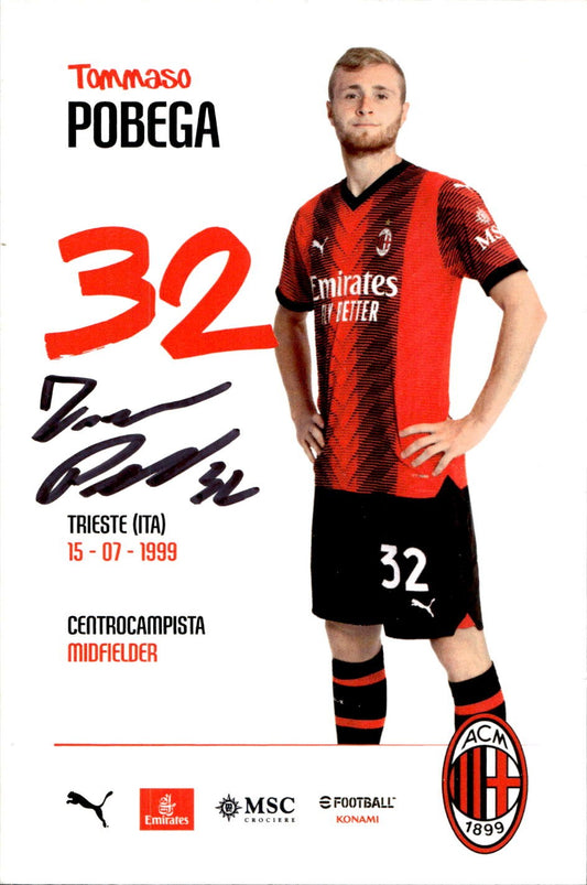 cartolina postcard Calcio Milan con Autografo Tommaso Pobega (5