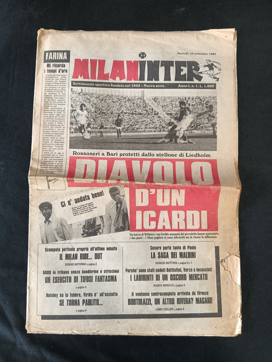 quotidiano MILANINTER numero 1 - 1985 - Milan Icardi