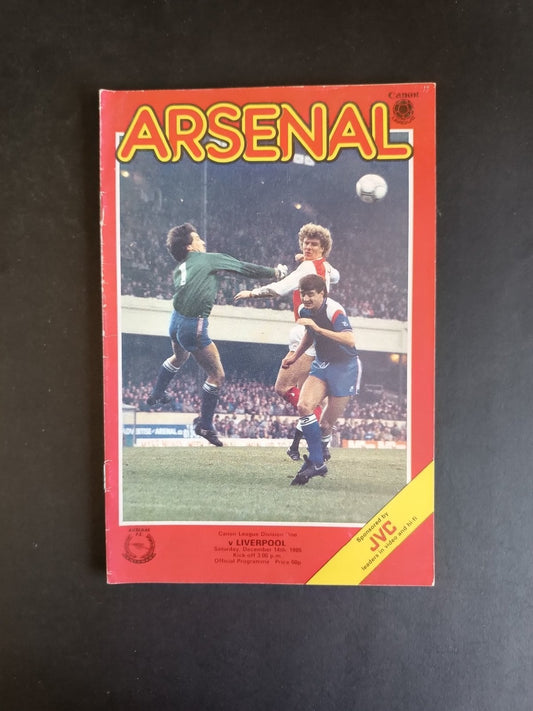 programma calcio Arsenal vs Liverpool 1985