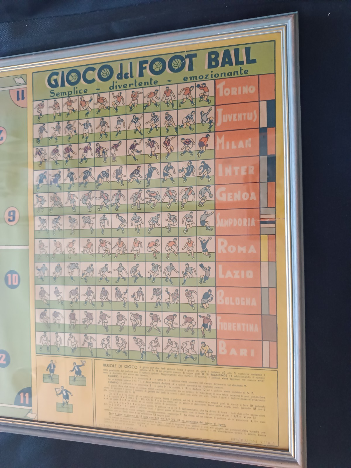 quadro con gioco cartaceo GIOCO del  FOOT BALL 75x60 cm circa