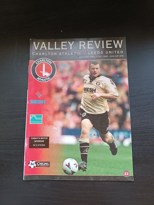 programma calcio Charlton Athetlic V Leeds United 17th 1999