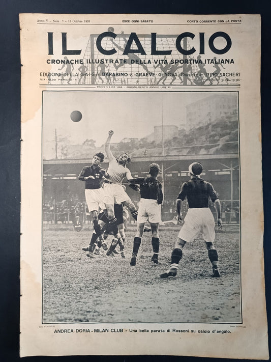 rivista IL CALCIO numero 7 - 1926 Andrea Doria-Milan Club
