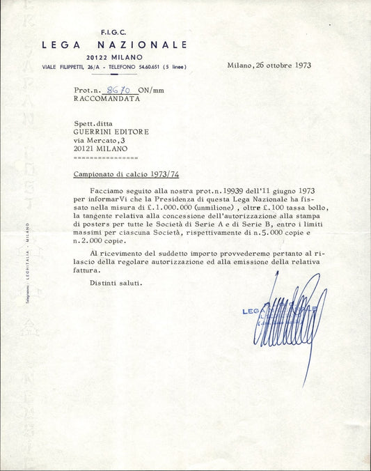 carta intestata societ� sportiva calcio Lega 1973 02