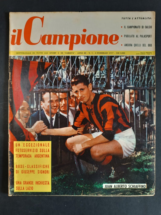 Rivista IL CAMPIONE numero 5 anno 1957 - Schiaffino/Lazio/Boxe