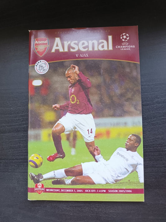programma calcio Arsenal V Ajax 7th 2005