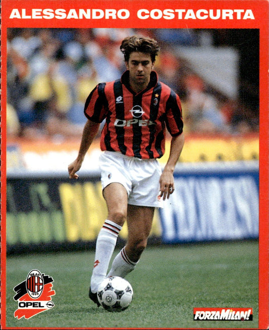cartolina calciatori Costacurta con Opel Tigra