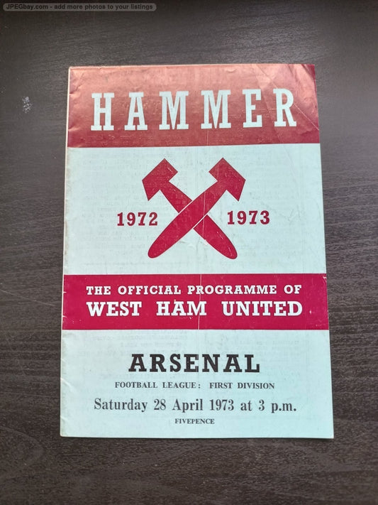 programma calcio West Ham United V Arsenal 28th 1973