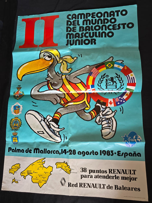 Poster Campionato mondiale maschile di pallacanestro Under-19 1983 originale